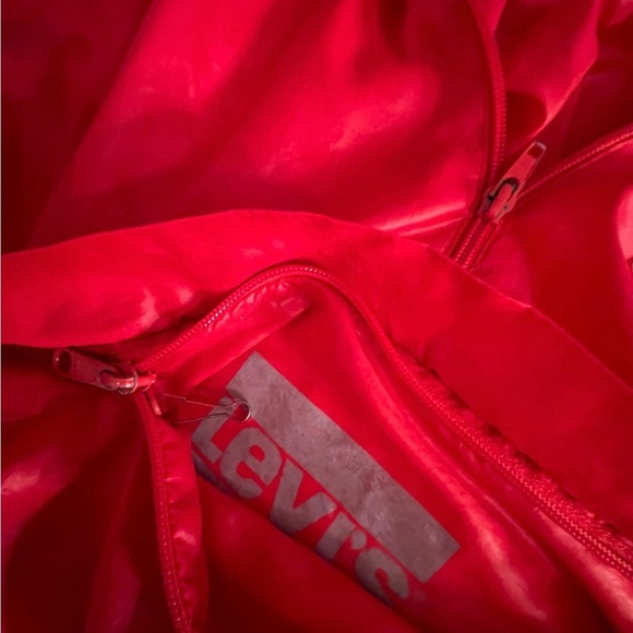 VTG Levis Olympic 80s red lightweight pullover hooded 3/4 zip Windbreaker large - Picture 5 of 12